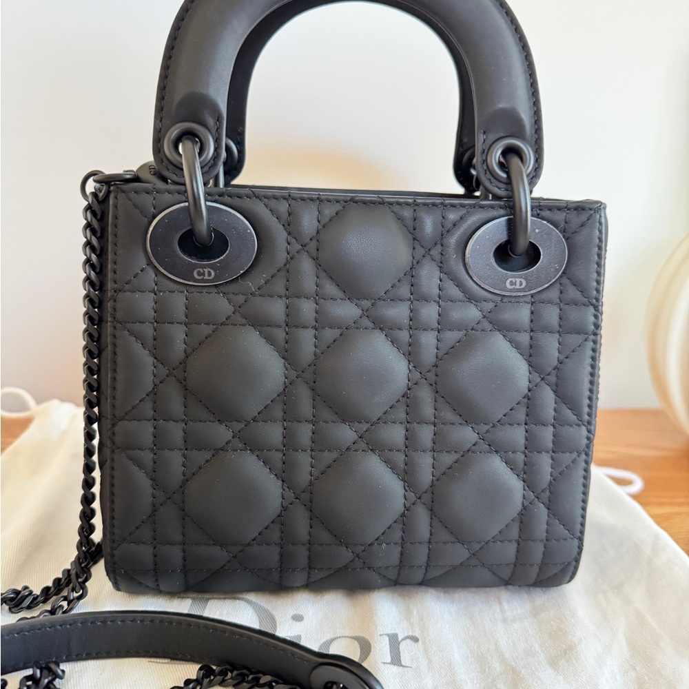 Dior Matte Black Quilted Lady Dior Bag with Chain Strap - Picture 2 of 10